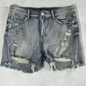 Judy Blue Rainbow Paint Splash Cutoff Destroyed Short~ Women's XL (12/14)